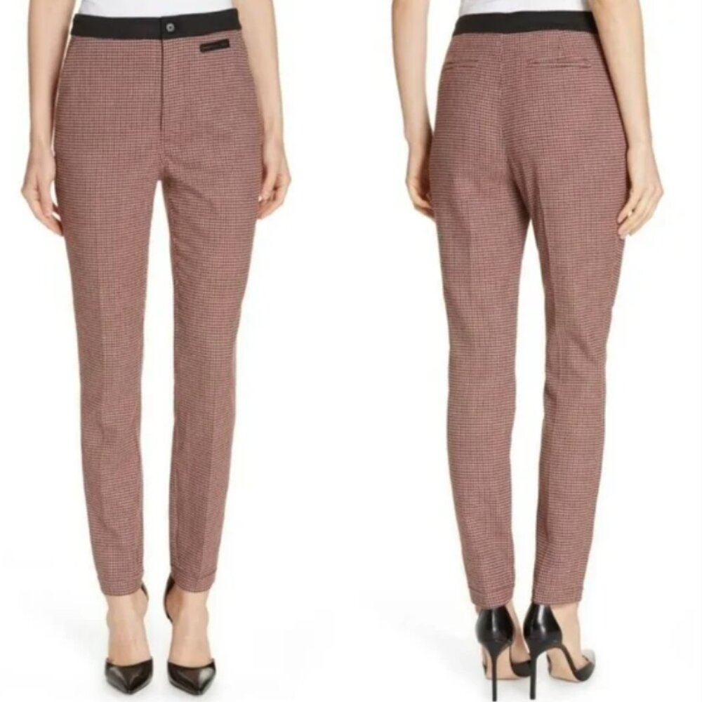 Grey by Jason Wu Red Houndstooth Straight Leg Pants